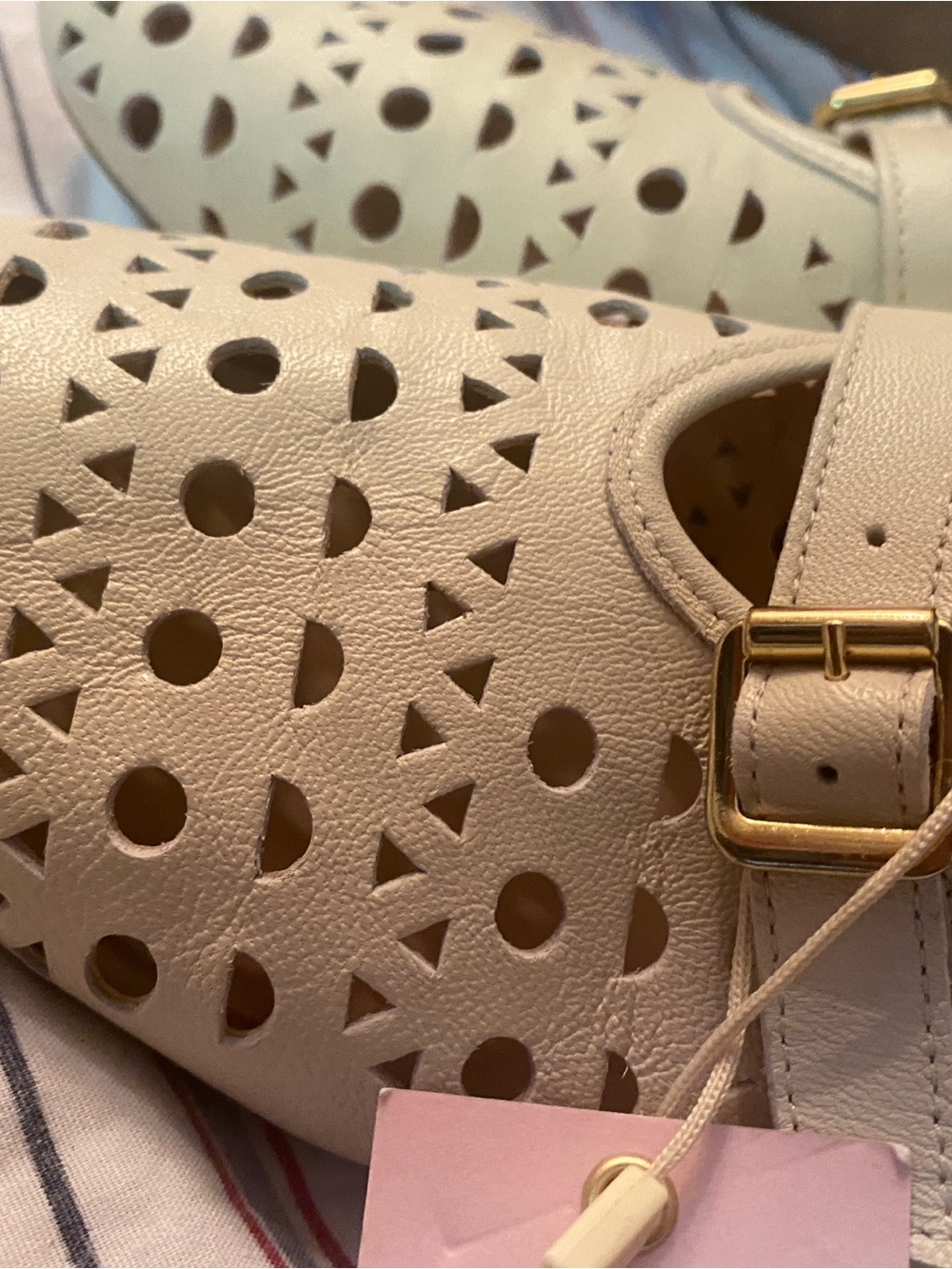 Riccardo Boccia NWT Size 9 Cream Leather Cutout Mary Jane Flats Made in Italy - Picture 9 of 15